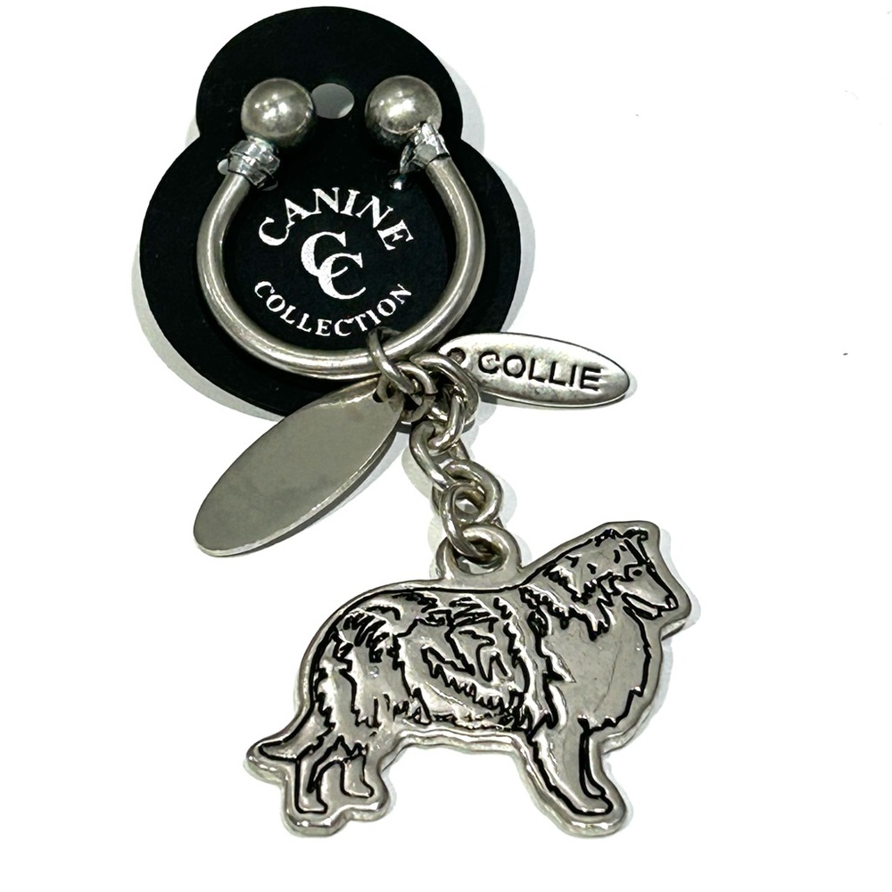 Canine Collection Collie Dog Metal Key Ring NEW